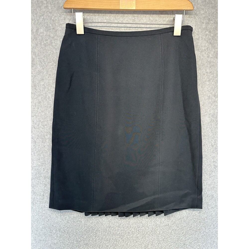 Ann Taylor Womens Skirt A-Line Size 4 Black Side Zip Back Pleat Detail Lined